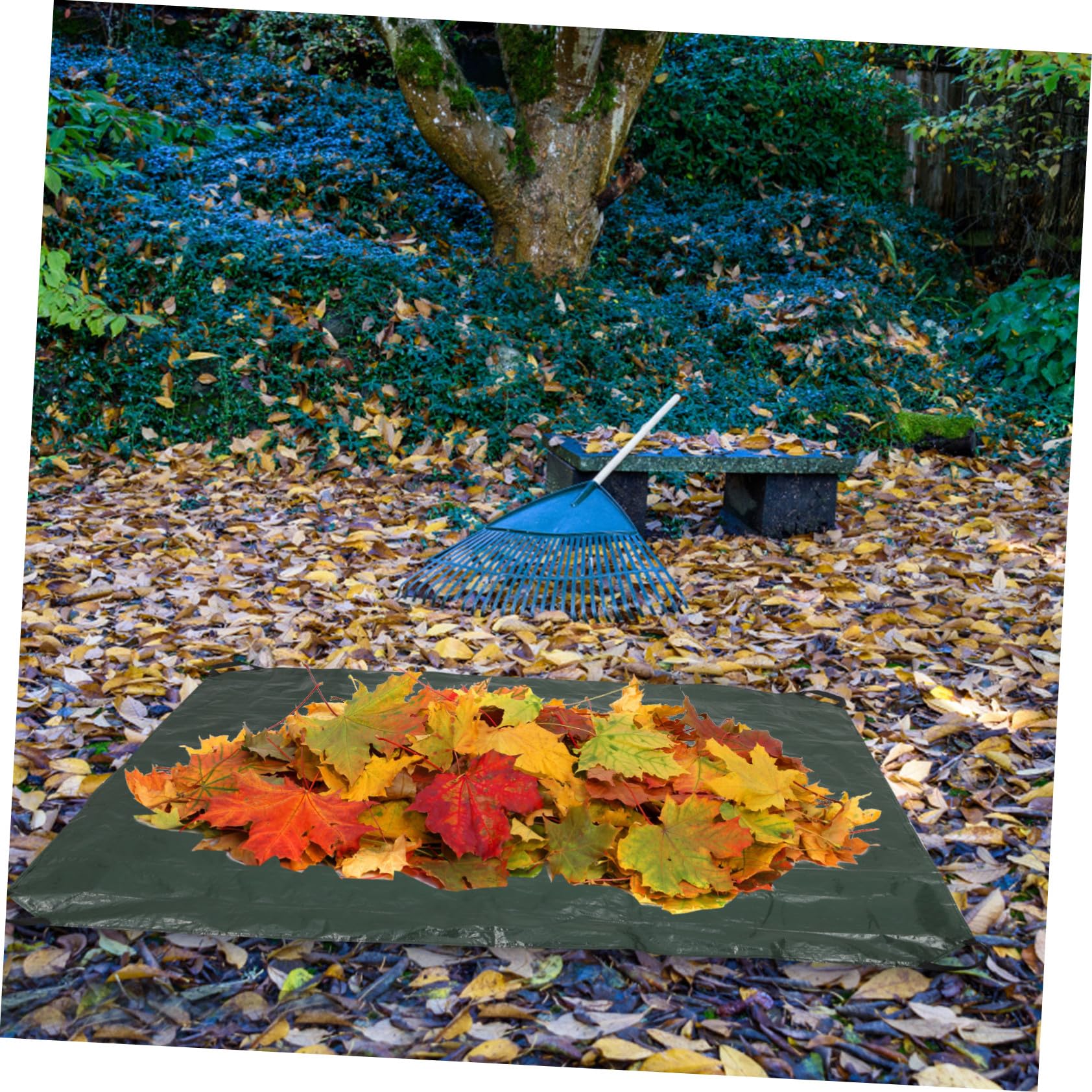 Levemolo Bâche Paysagère Pliable avec Poignées pour Jardin et Collecte des Feuilles Mortes, Grosse Taille 1,98x1,98 M, Pe Solide Résistant aux Intempéries, Paquet de Ramassage Réutilisable