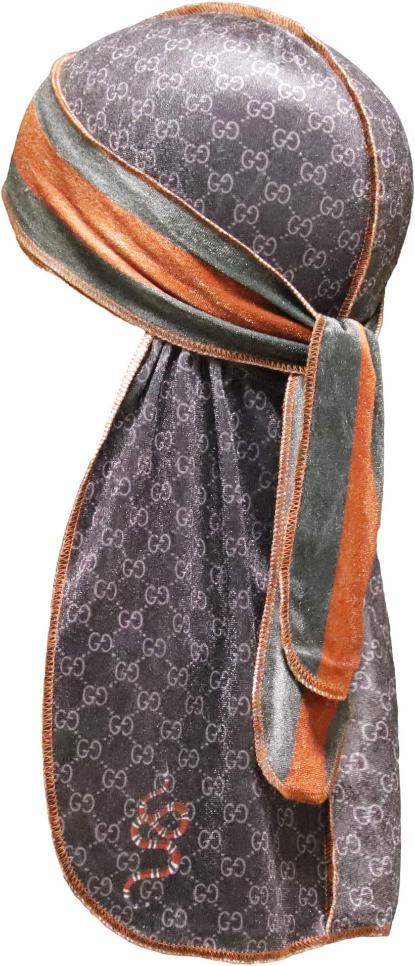 VALSE Men's Designer Velvet Durag Fashion Design,Du-Rag Deluxe Slippery Elastic Material,Best Durag for Waves (Purple Guc)
