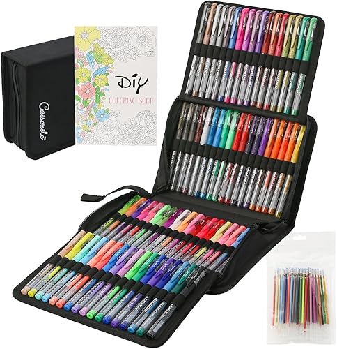 Miniatura 1 de Bolígrafos de gel para colorear para adultos, paquete de 88 bolígrafos de gel con purpurina para artistas, 40% más de tinta con recambios a juego,