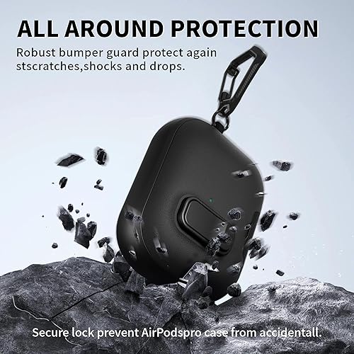 Miniatura 5 de Funda para AirPods Pro 3 con cerradura, textura de piel TPU duradera, antipérdida y a prueba de golpes, accesorios con kit de limpieza en llavero