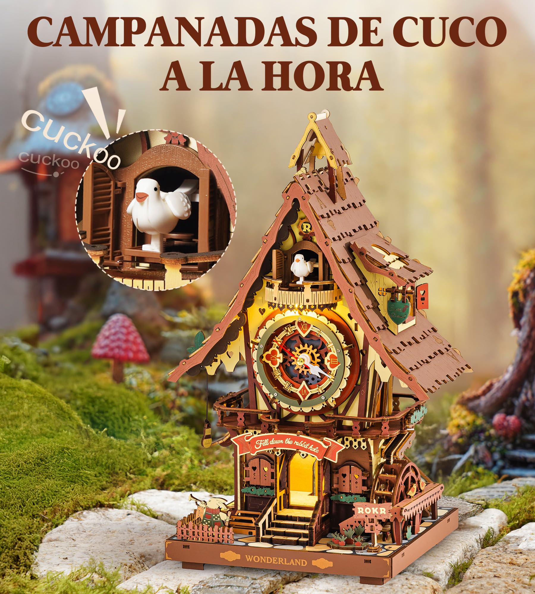 ROKR Puzzle 3D Madera Reloj de Cuco Maquetas para Construir Rompecabezas adultosAdultos Regalos Originales para Mujer Hombre Vendimia LC901C