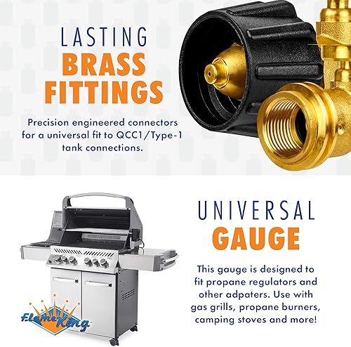 Miniatura 7 de Flame King - Indicador de nivel de tanque de propano, detector de fugas, manómetro de presión de gas codificado por color que brilla en la