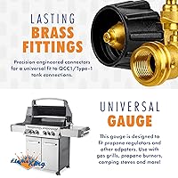 Vista 7 de Flame King - Indicador de nivel de tanque de propano, detector de fugas, manómetro de presión de gas codificado por color que brilla