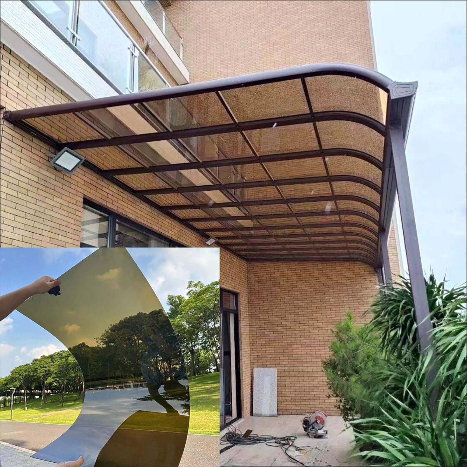 Rouleau Feuille Polycarbonate 1mm Transparent - 39,4x3,3 Pieds, étanche, Pour Serre, Abri, Pergola, Toiture