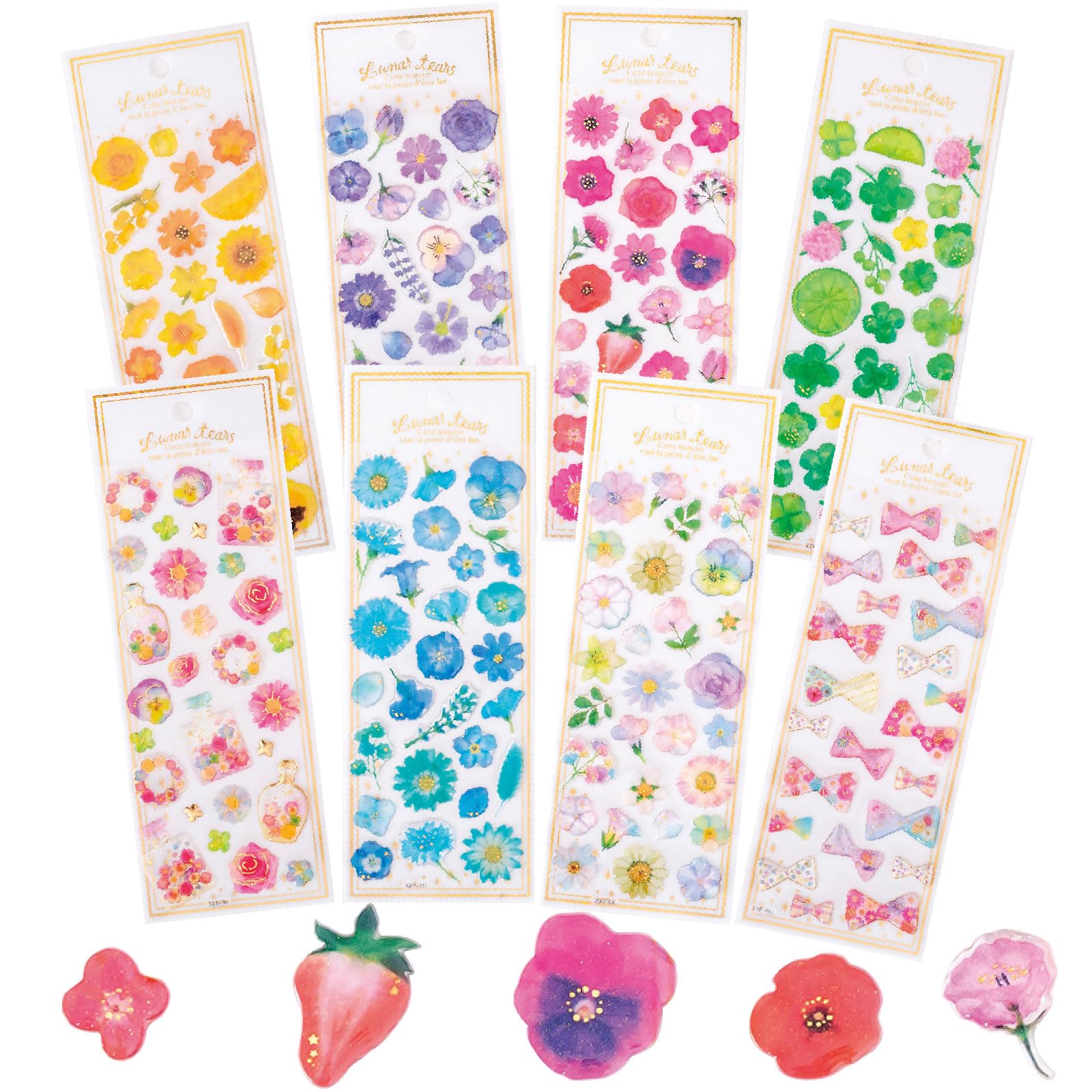 Amazon.co.jp: DRERIO シール かわいい 花柄シール 8種類8枚入り 
