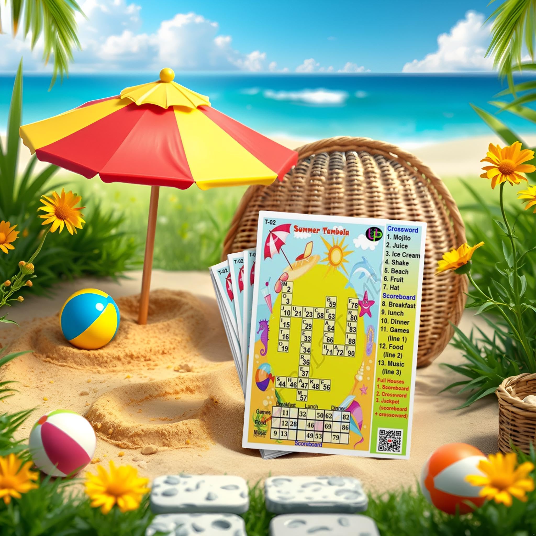 UltPult Tambola Summer Crossword Theme Tambola Tickets - More Dividends | English | Bingo Housie Game Cards for Kitty Party, Friends & Family Gatherings (Set of 15 Tickets) 4