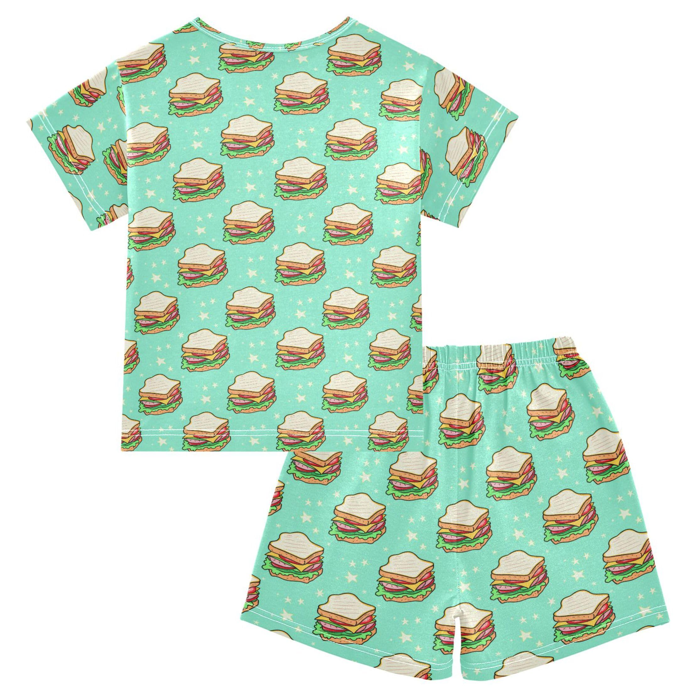 UMIRIKO Sandwich Food Summer Short Sleeve Pajamas Sleepwear PJ Set B0404611