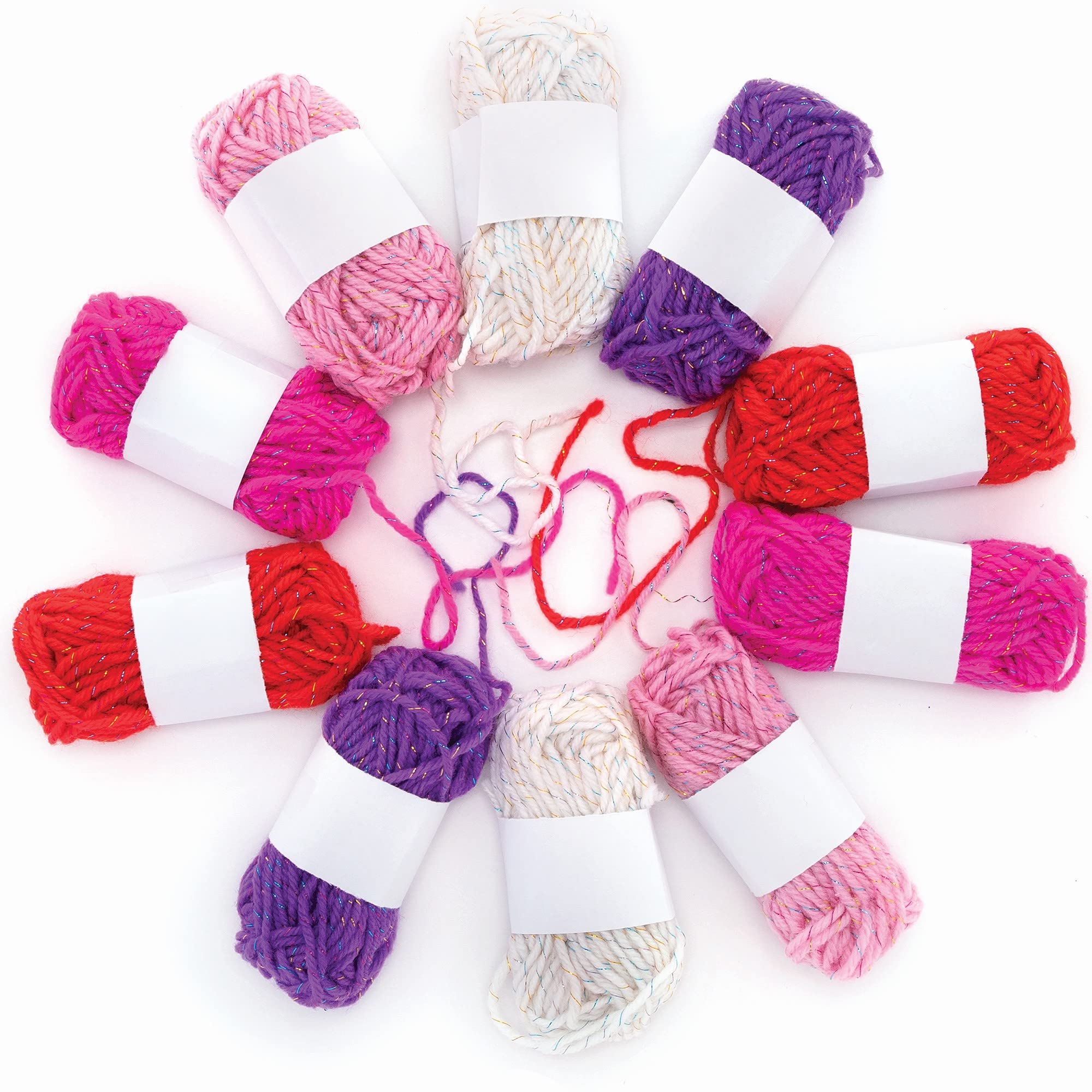 Baker Ross Valentines Glitter Wool - Pack of 10, Kids Valentine's Craft Supplies (FC314), pink