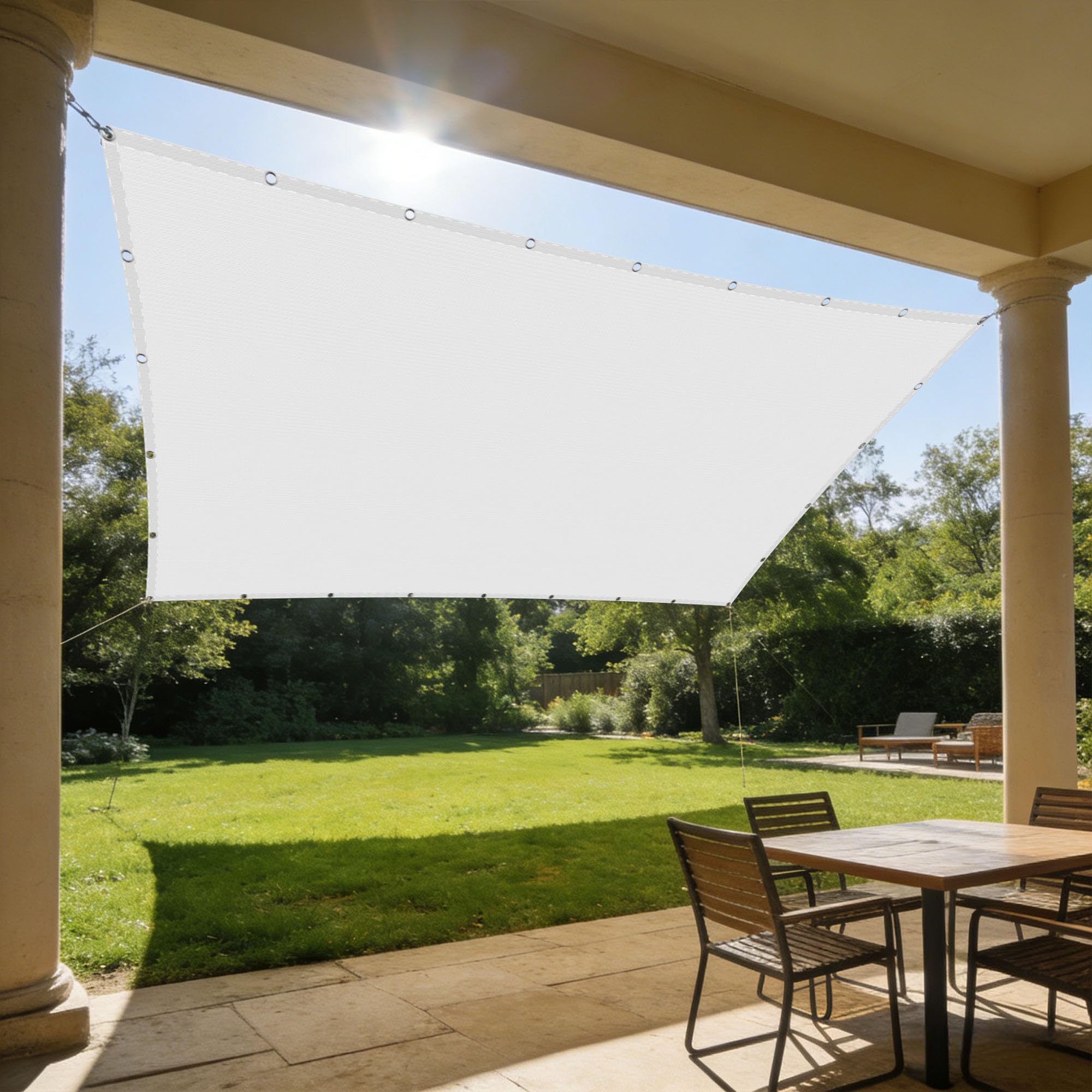 Voile d'ombrage rectangulaire 180x400 cm imperméable pour votre jardin ou terrasse couleur sable