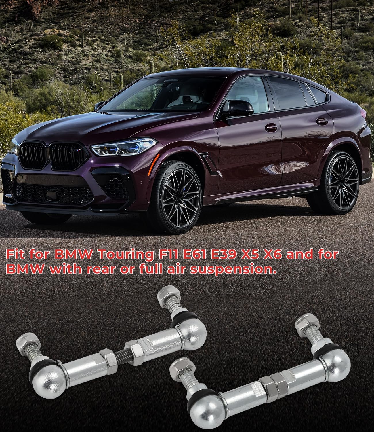 Lowering Link for BMW Touring F11 E61 E39 X5 X6 | for BMW with Rear or Full Air Suspension Adjustable Air Suspension Lowering Link Rod Used to Lower Rear Air suspension Easy to Install (1 Pair)