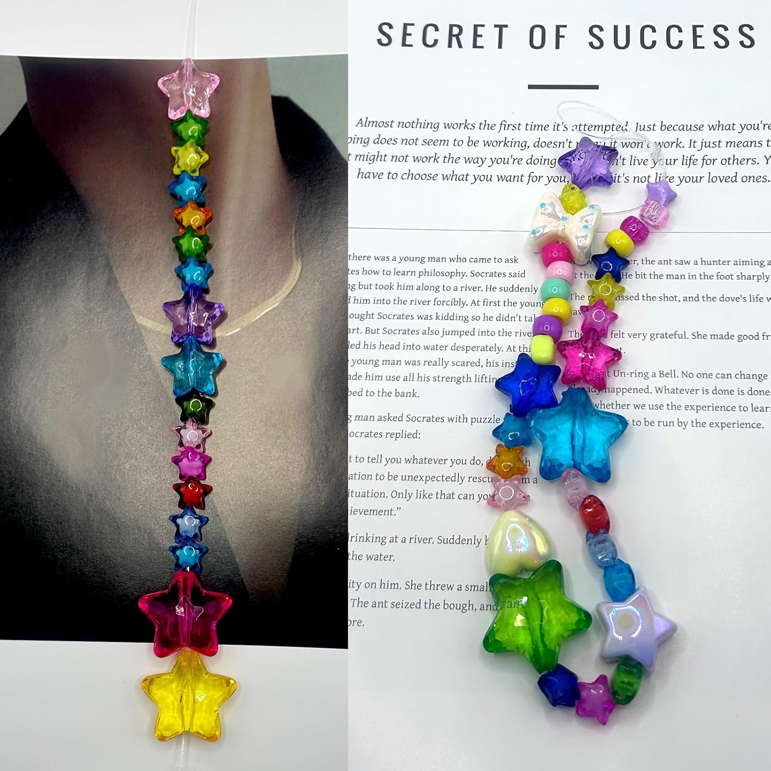 100 Pieces Acrylic Star Beads, 20mm/28mm Cute Pony Bead, Transparent Plastic Loose Spacer Beads for Phone Charms, Keychain, Jewelry Making, DIY Crafts Supplies - Image 4