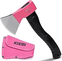 Vista 11 de Hacha KSEIBI con funda, hacha de camping para dividir y encender leña, hoja de acero forjado con mango antideslizante y de reducción de golpes