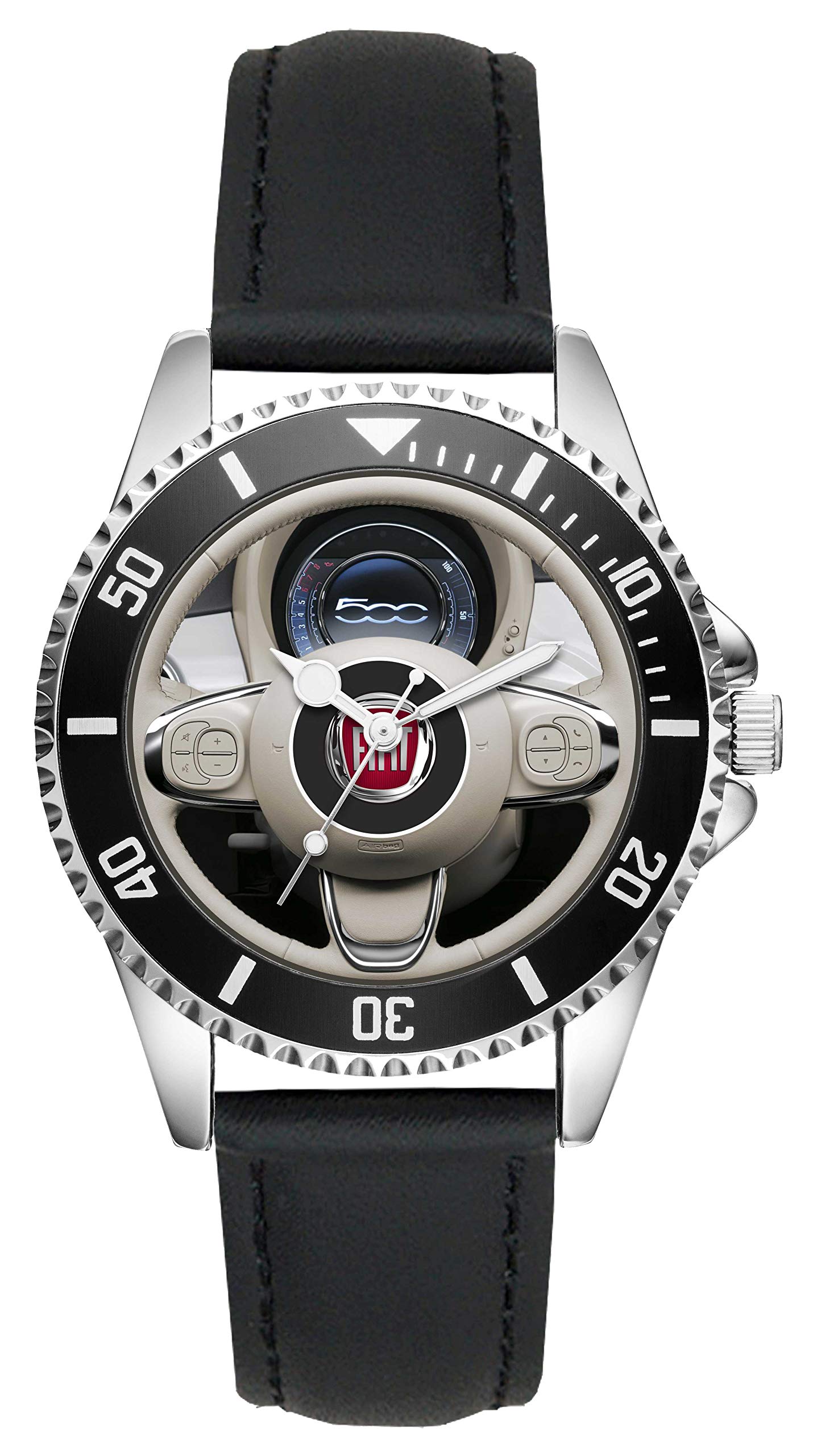 KIESENBERG Orologio Da Uomo Con Tema Fiat 500 - Regalo Per Veri Appassionati - Design Cockpit, Quarzo, Cassa 43mm