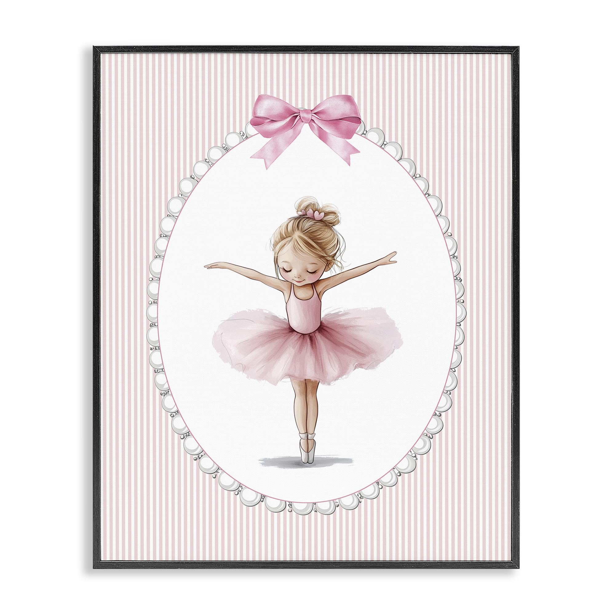 Stupell Industries 'Dancing Pink Ballerina', Framed Giclee Art, Black, 11 x 14 Inches, Easy to Hang and Sturdy, Made in USA, by Christine Simpson Art