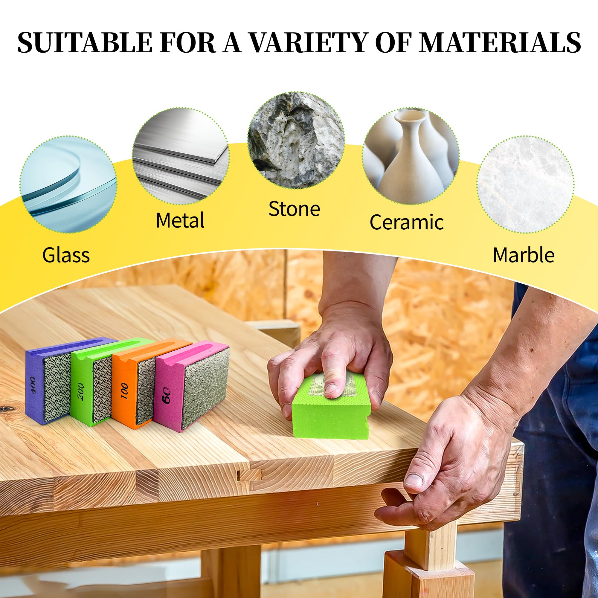 Diamond Polishing Pads - 4PCS for Glass, Stone & Metal -6