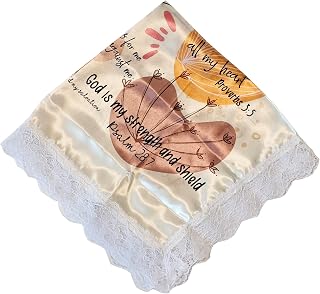 Women's Church Lap Scarf with Lace Trim, 26 Inch Silk Feel Cover,Handkerchief for Skirts Church Office
