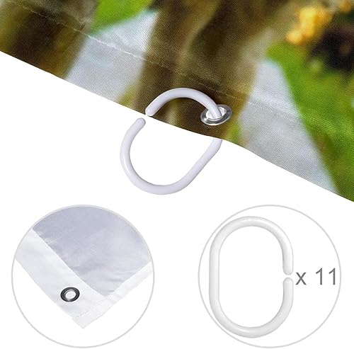 Miniatura 4 de KXO Cortina de ducha de oveja, impermeable, lavable, juego de cortinas de baño de poliéster con ganchos, 72 x 72 pulgadas