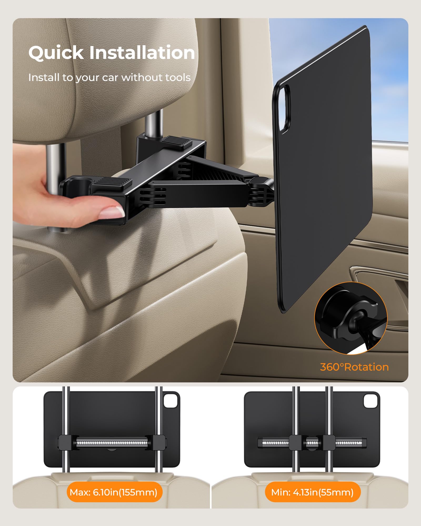 KU XIU Supporto per tablet poggiatesta auto