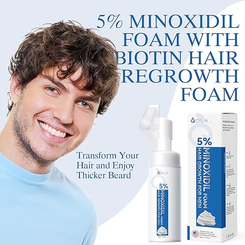 Miniatura 7 de Espuma de minoxidil al 5% para el crecimiento del cabello y la barba de hombres, solución tópica ligera recomendada por dermatólogos, tratamiento