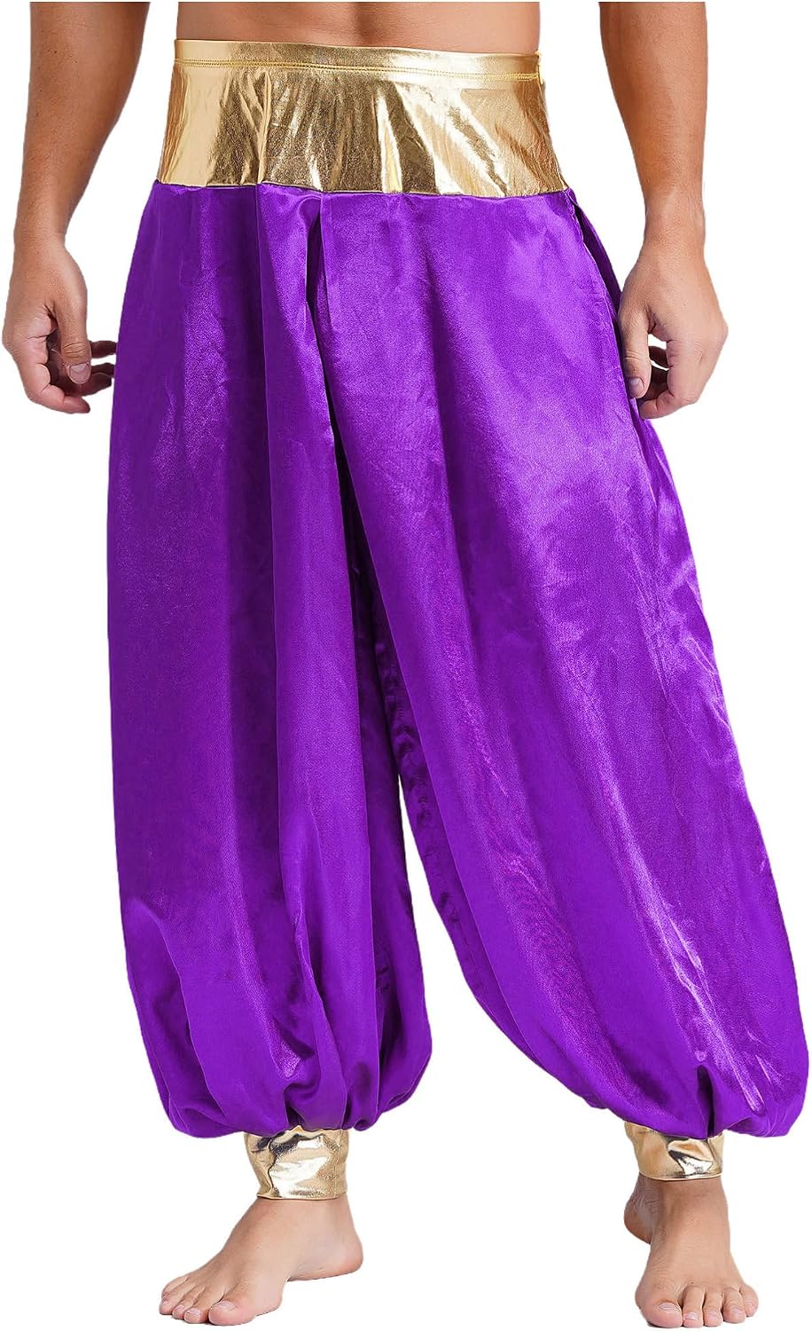 Alvivi Mens Arabian Prince Outfit Lantern Long Pants Halloween Costumes for Party Fancy Dress Up