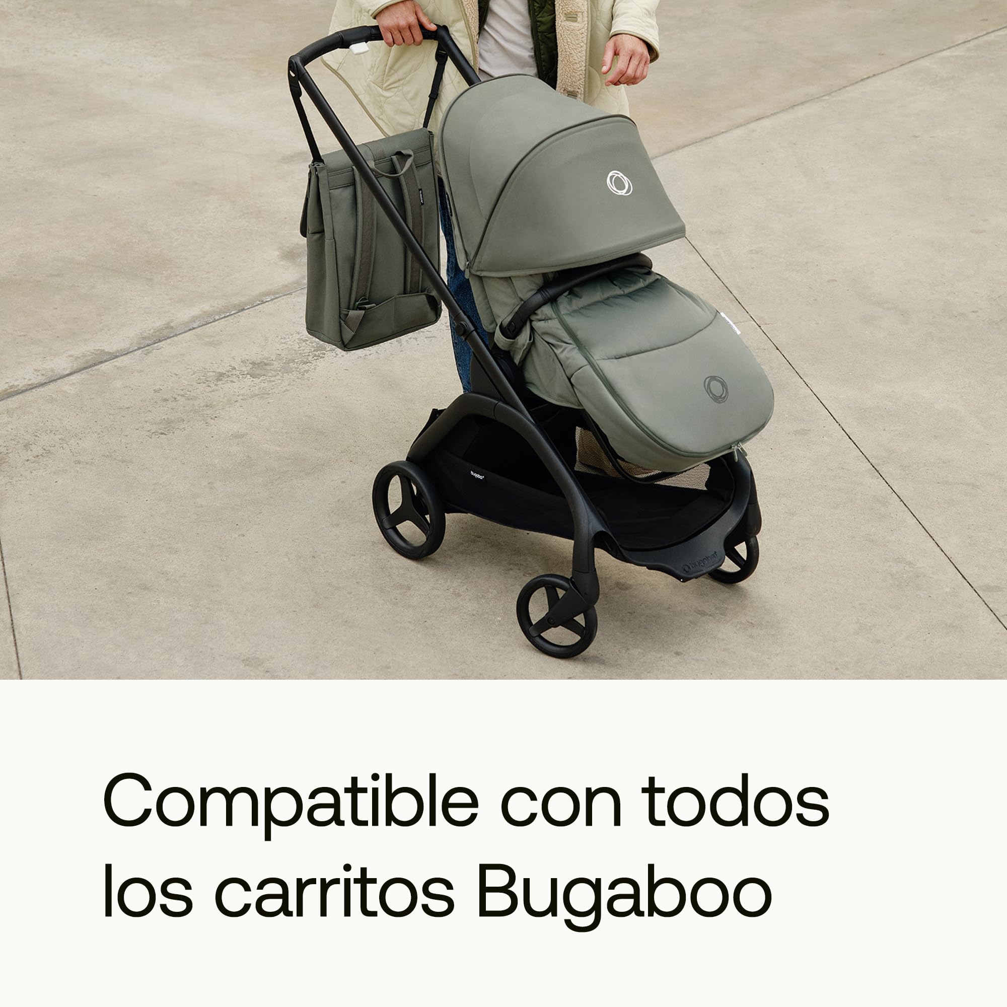Bugaboo Mochila de pañales, Bolsa Cambiador Sostenible Fabricada con Materiales Reciclados, Repelente al Agua, Fácil de Limpiar, Incluye Cambiador y Portabiberones Térmico, Desert Taupe