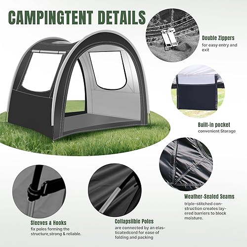 Miniatura 4 de Tienda de campaña para túnel y camping, 82 x 71 x 65 pulgadas, 234 personas, diseño de tres capas con malla  PVC  tela Oxford Glamping tienda,