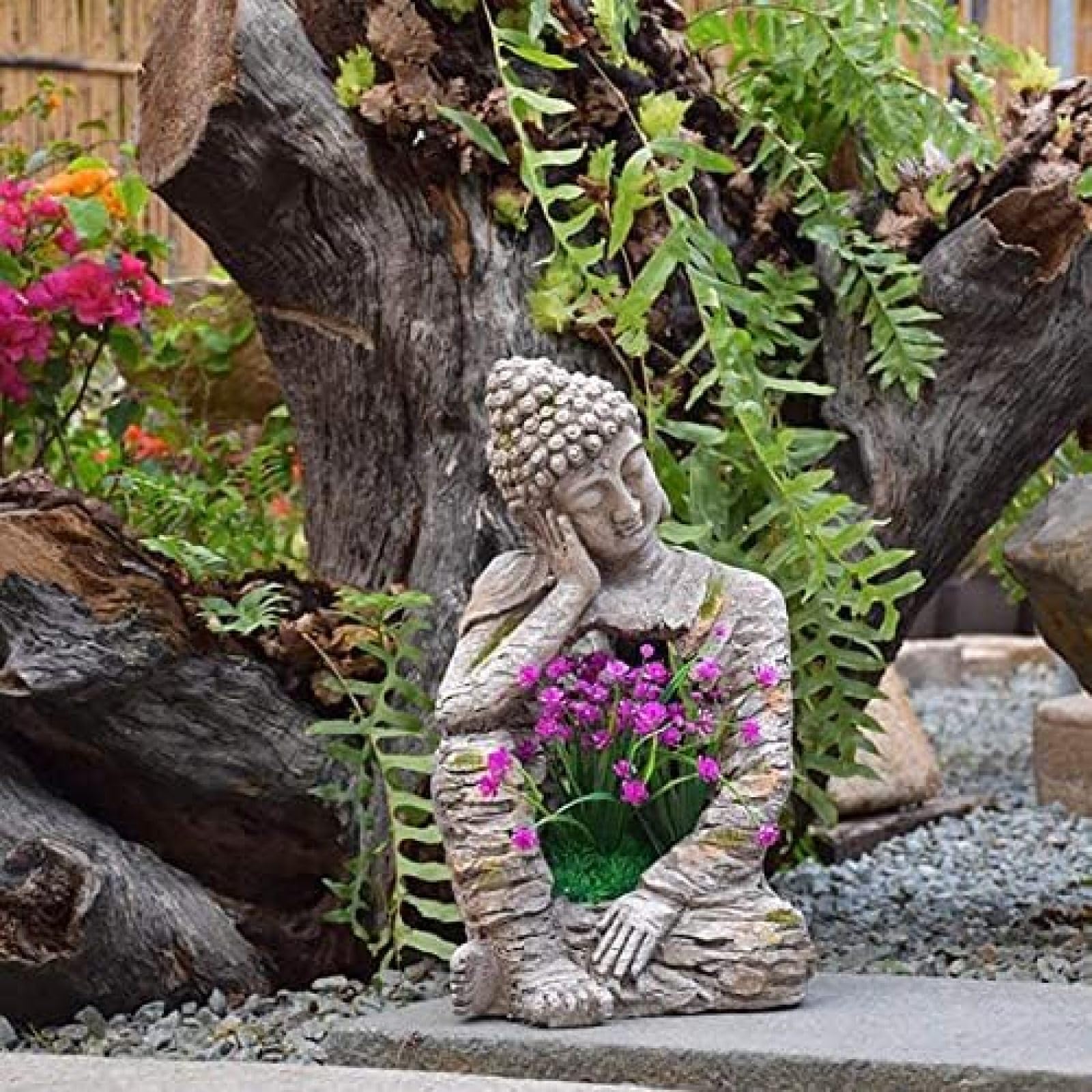 Amazon.co.jp: 仏像、大仏禅ポット樹脂植木鉢プランター石効果多肉植物