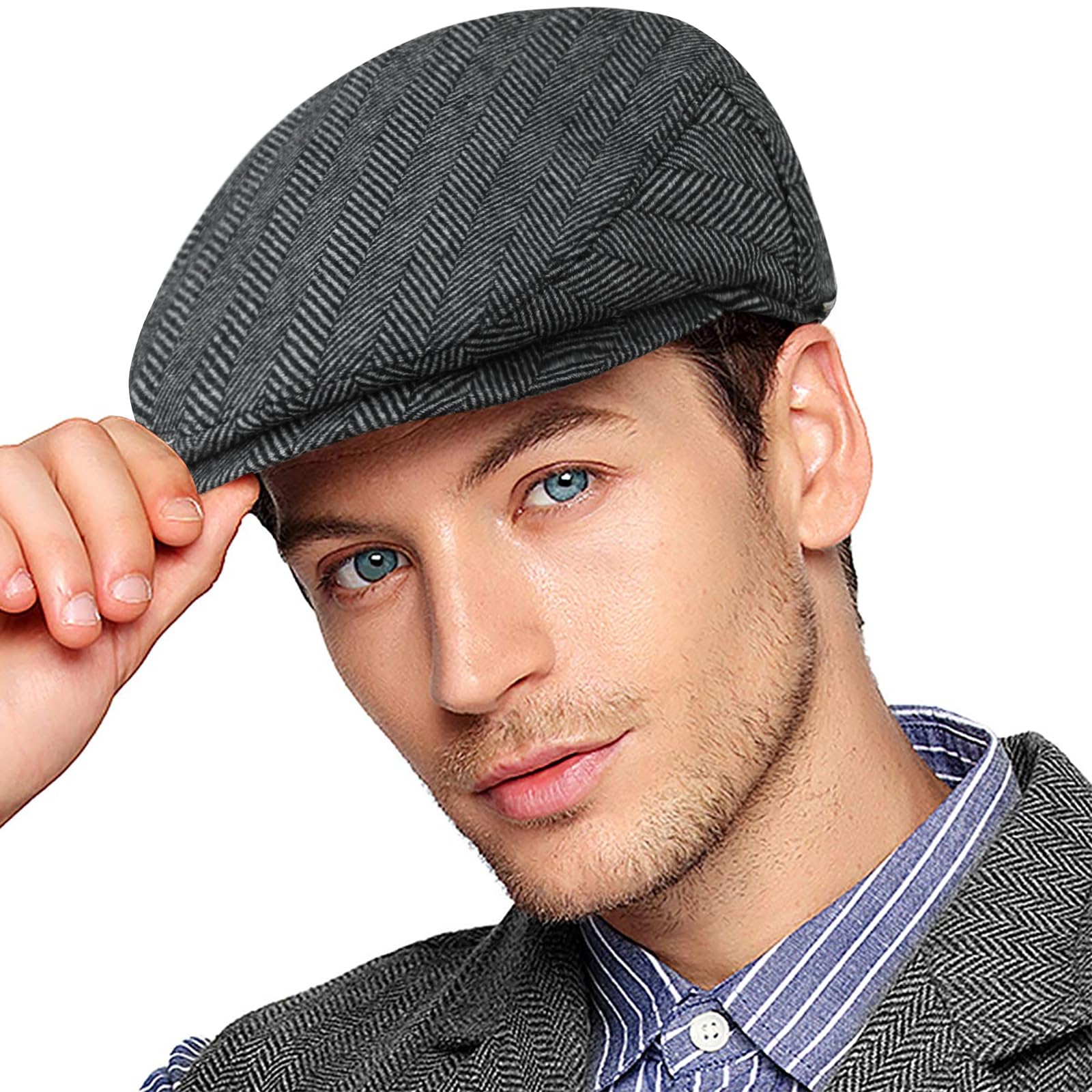 Wantonfy Barett Cap Herren Schiebermütze chirmmütze Gatsby Schirmmütze Newsboy Flat Cap Baskenmütze 1920 Stil Gatsby Kostüm Accessoires