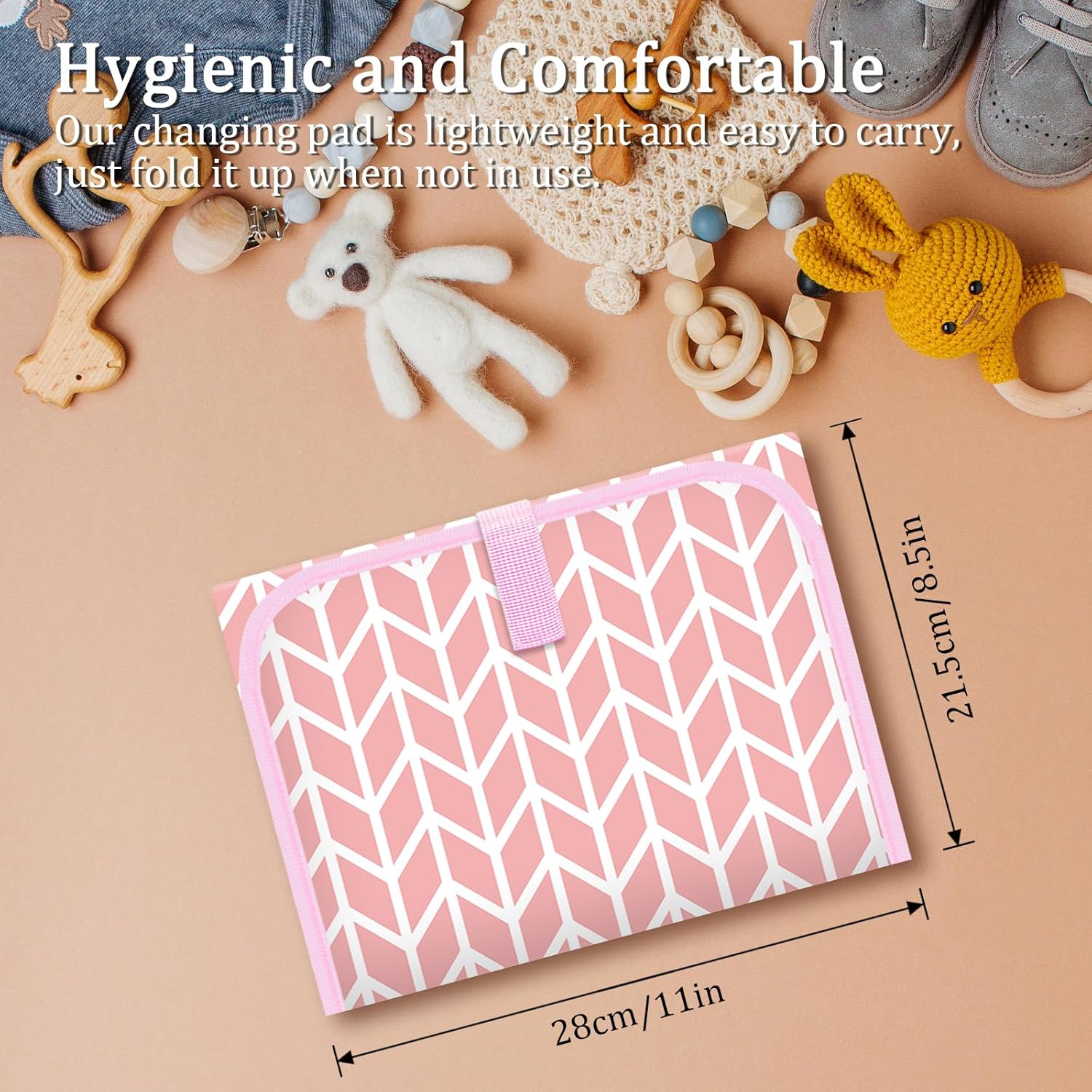 Portable Diaper Changing Pad for Baby & Toddler Waterproof Foldable Baby Changing Mat Built-in Pillow, Travel Infant Changing Pads for Moms Baby Changer Machine Washable Silvering Pink Cloud image 5 of 7 B0D9J46Q7G