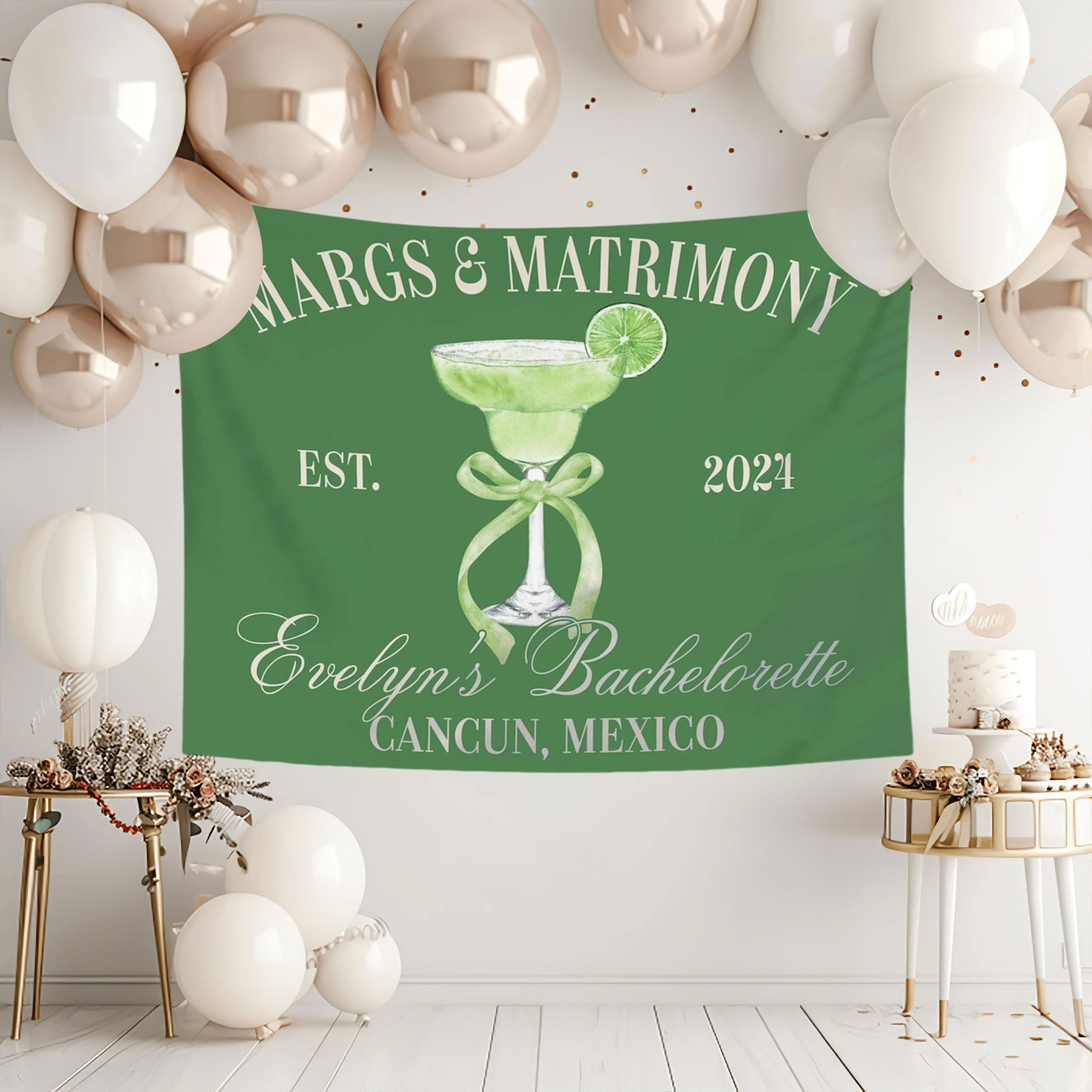 Margs and Matrimony Sign, Margaritas Matrimony Bachelorette Party Tapestry, Personalized Bach Party Welcome Sign, Margs and Matrimony Bridal Shower