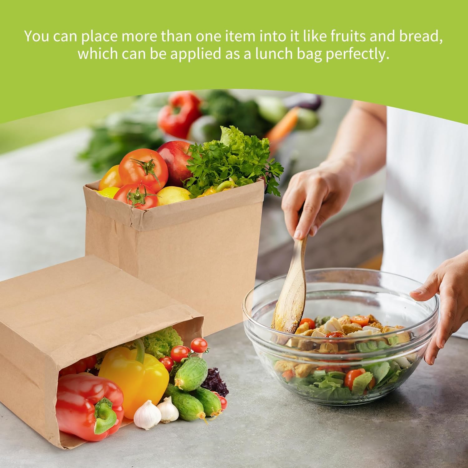 16 Lb Heavy Duty Kraft Paper Bags 60 Pcs Bulk, 9.8x5.5x13 Inch - Natural Brown Grocery Bags for Large Snacks, Takeout, Bakery, Restaurant | Sandwich & Lunch bags for Household, Shopping - Image 4