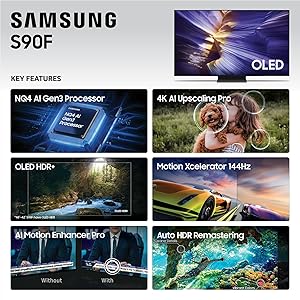 SAMSUNG 77-Inch Class OLED S90F 4K Smart TV (2025 Model) NQ4 AI Gen3 Processor, 4K AI Upscaling Pro, OLED HDR +, Motion Xcelerator 144Hz, Samsung Vision AI, Alexa Built-in