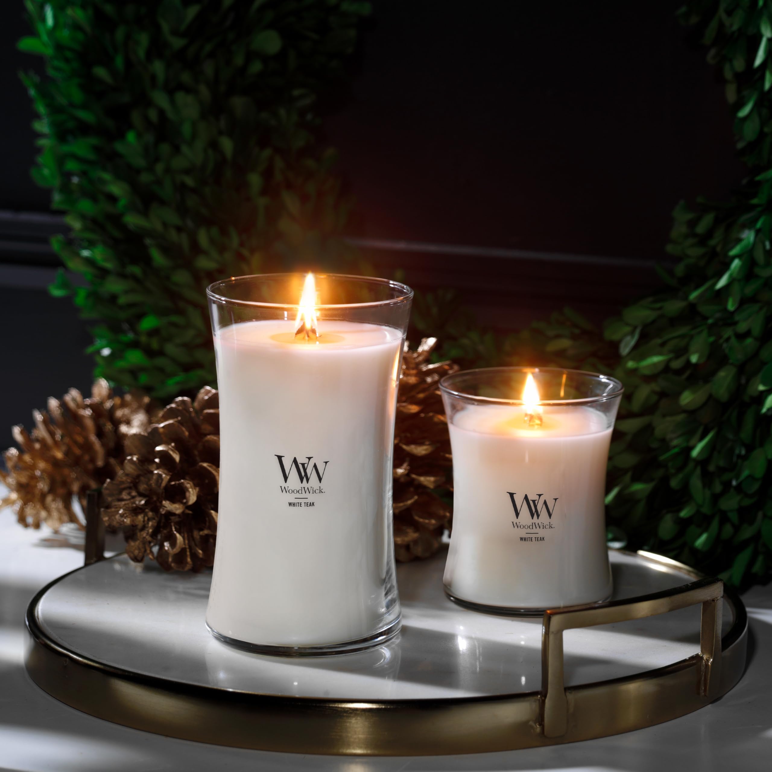 Amazon.com: WoodWick Medium Hourglass Candle White Teak - Premium