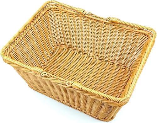 Miniatura 5 de ANRUIDE Cestas de almacenamiento de mimbre de polietileno de 15.8 pulgadas, cesta tejida a mano para cosecha, cesta de almacenamiento de mimbre para