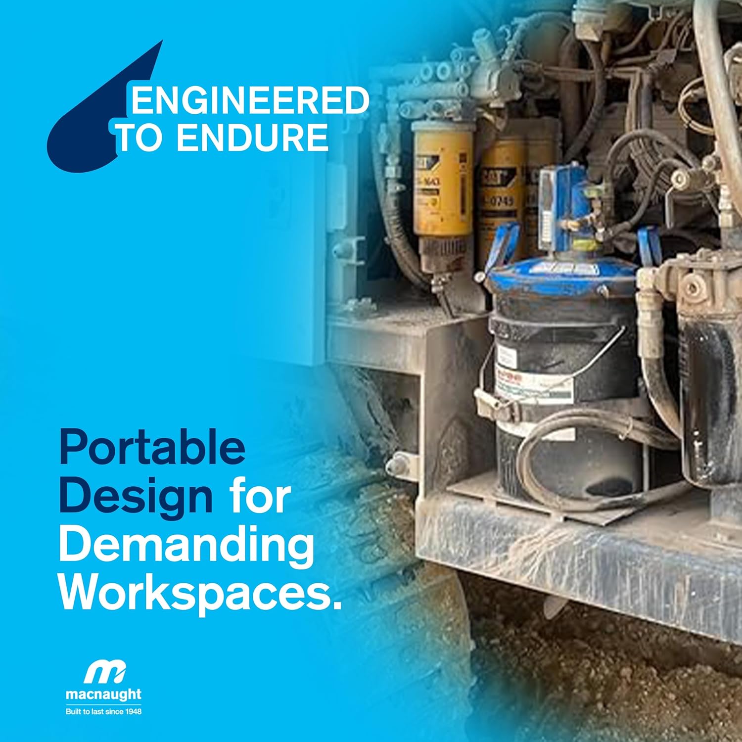 Macnaught Legendary P3TR 50:1 Air-Operated Grease Pump for 5 Gallon / 35 LB containers. Industry Leading 10 Year Warranty. Includes Booster Gun, Hose and Trolley. Low Air consumption (3CFM)
