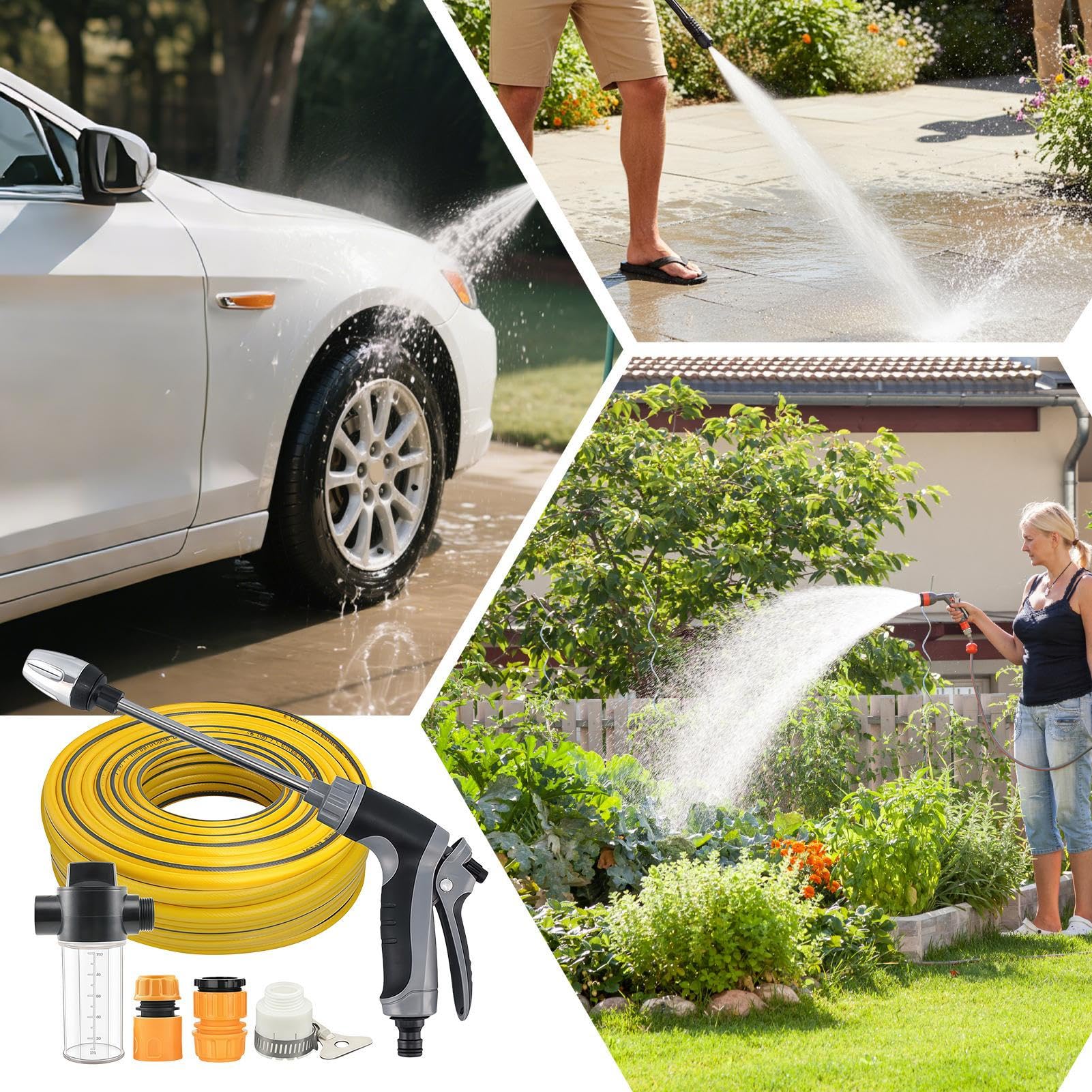 Hidrolimpiadora Inalámbrica Boquilla Ajustable con Espumador | Portátil para Coches para Limpieza de Exteriores: Acera, Entrada, Terraza, Jardín y Vehículo