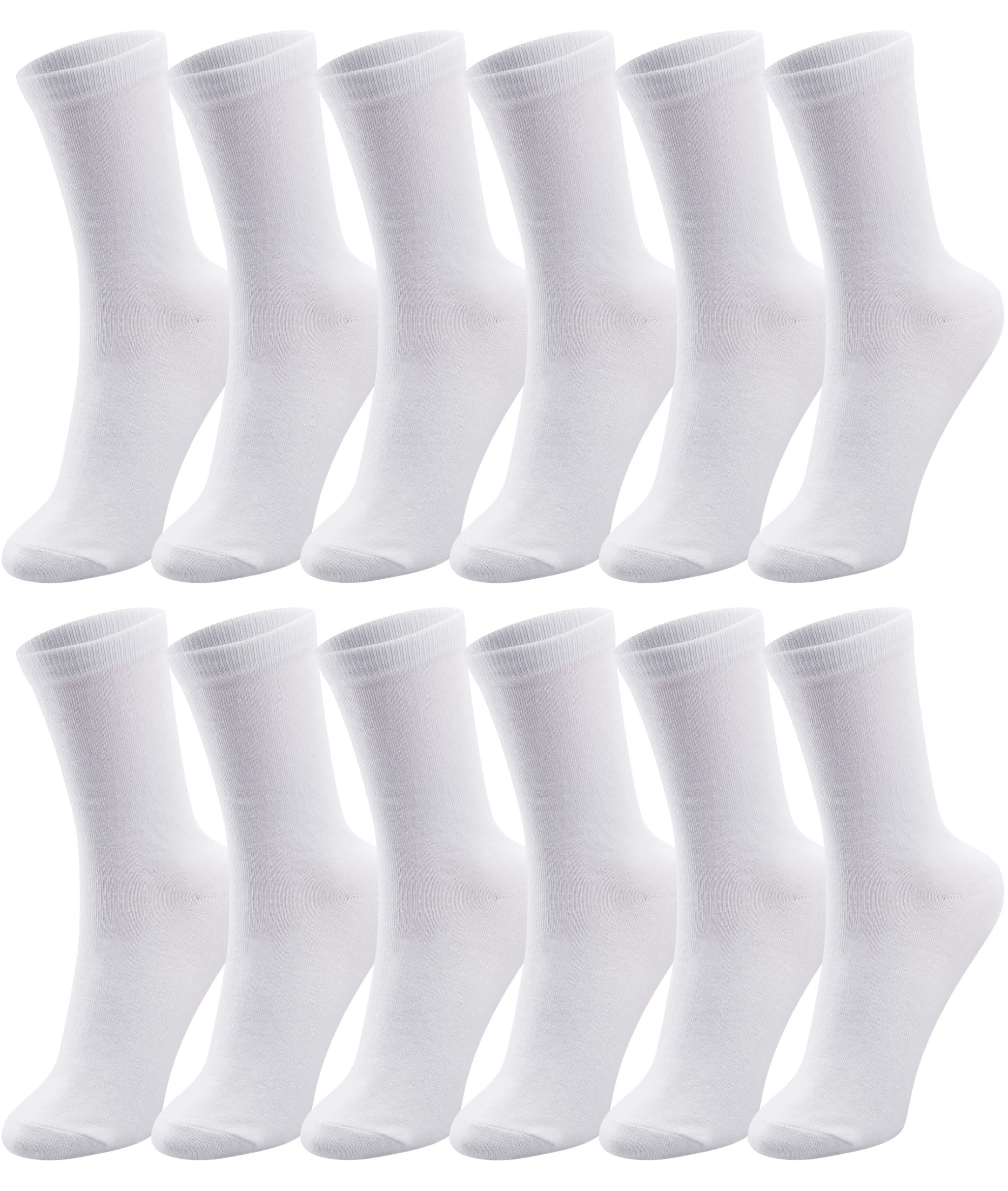 Duufin 12 Pairs Women's Crew Socks Mid Calf Lightweight Casual Gym Workout Plain Socks for Women