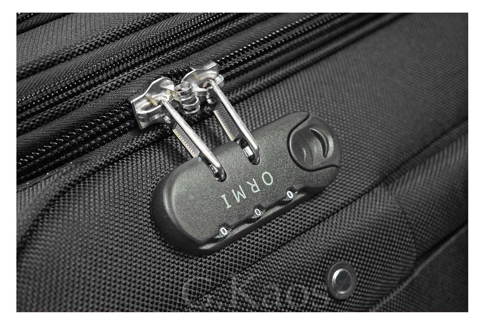 Trolley valigia set valigie semirigide set bagagli in tessuto super leggeri 4 ruote piroettanti trolley piccolo adatto per cabina con compagnie lowcost art.214 (Nero)