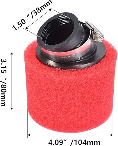 Miniatura 2 de RUTUT Filtro de aire de 38 mm, filtro de aire universal para motocicletas de ángulo doblado adecuado para motores de 4 tiempos de 50 cc, 70 cc, 90