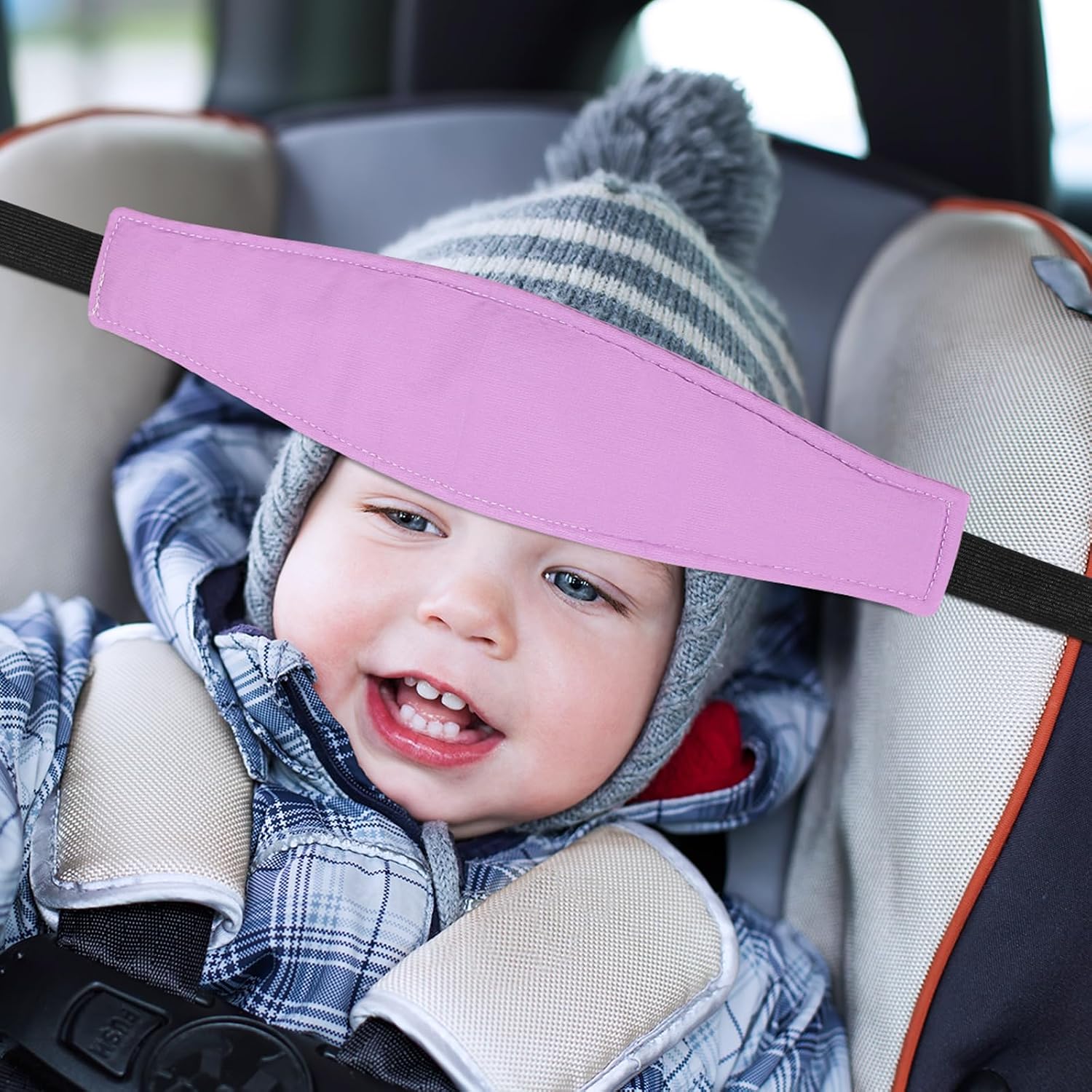 HESTYA 2 Pcs Carseat Head Support Toddler, Stroller Seat Headrest for Sleeping Traveling, Neck Relief Headband Strap for Kids Children Toddler Infant(Sweet)