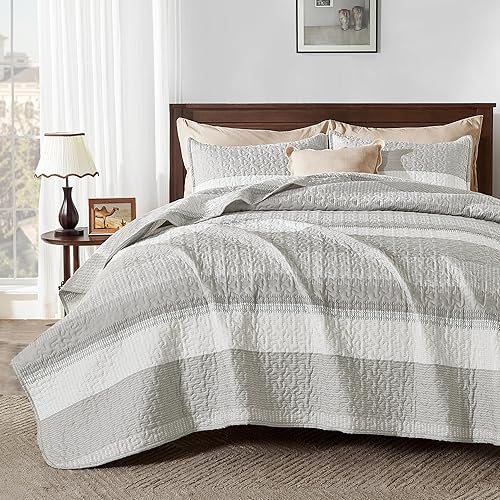 Miniatura 9 de Andency - Juego de edredón blanco y verde azulado tamaño individual (68 x 86 pulgadas), 2 piezas (1 edredón a rayas y 1 funda de almohada), juego de