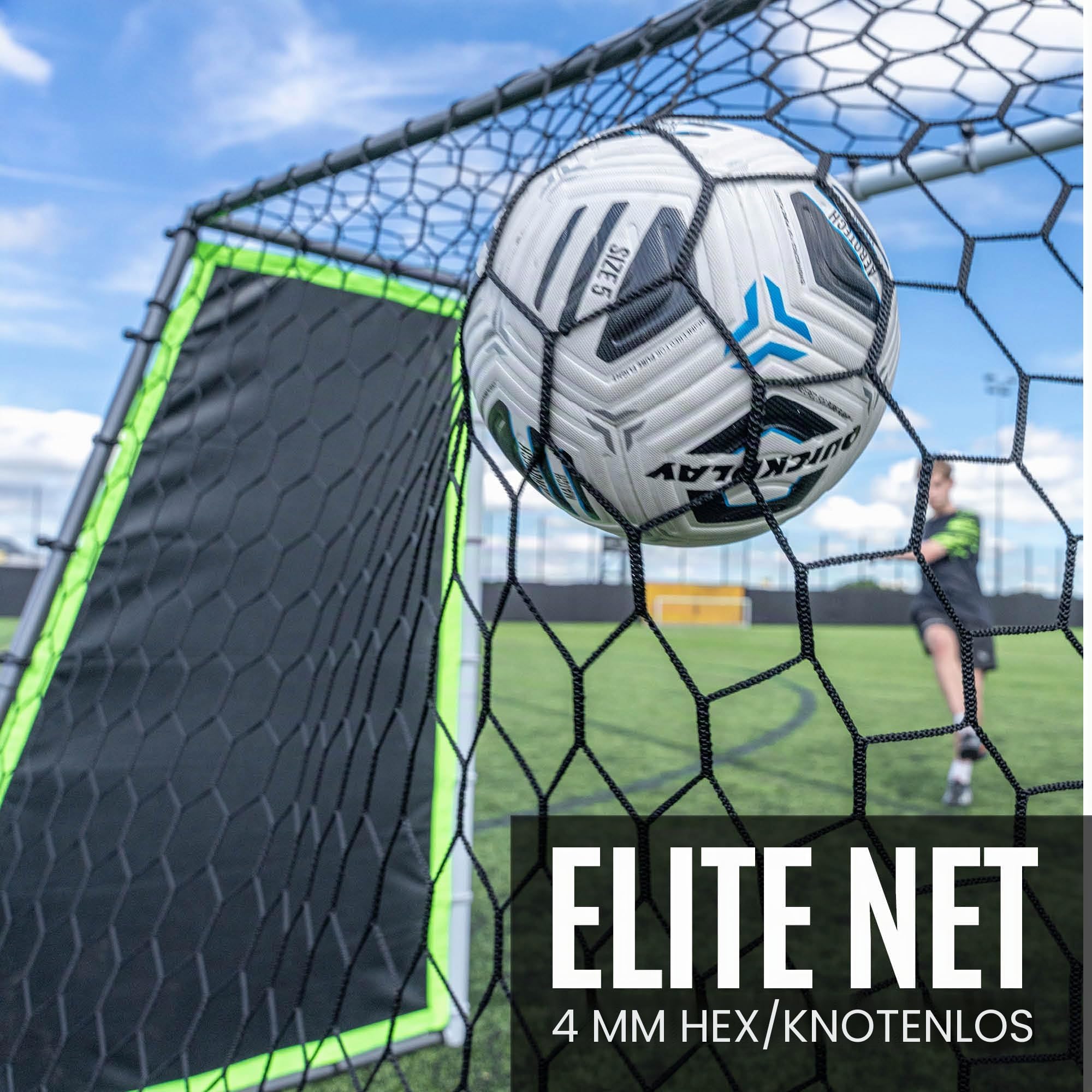QuickPlay GS Trainer 210x150 cm Fußballtor und Rebounder für Fußball – 3-in-1 Fußball-Trainingszubehör mit Rückprallwand und Passiertrainer für Garten training, Schuss-, Pass- und Ballannahme Training