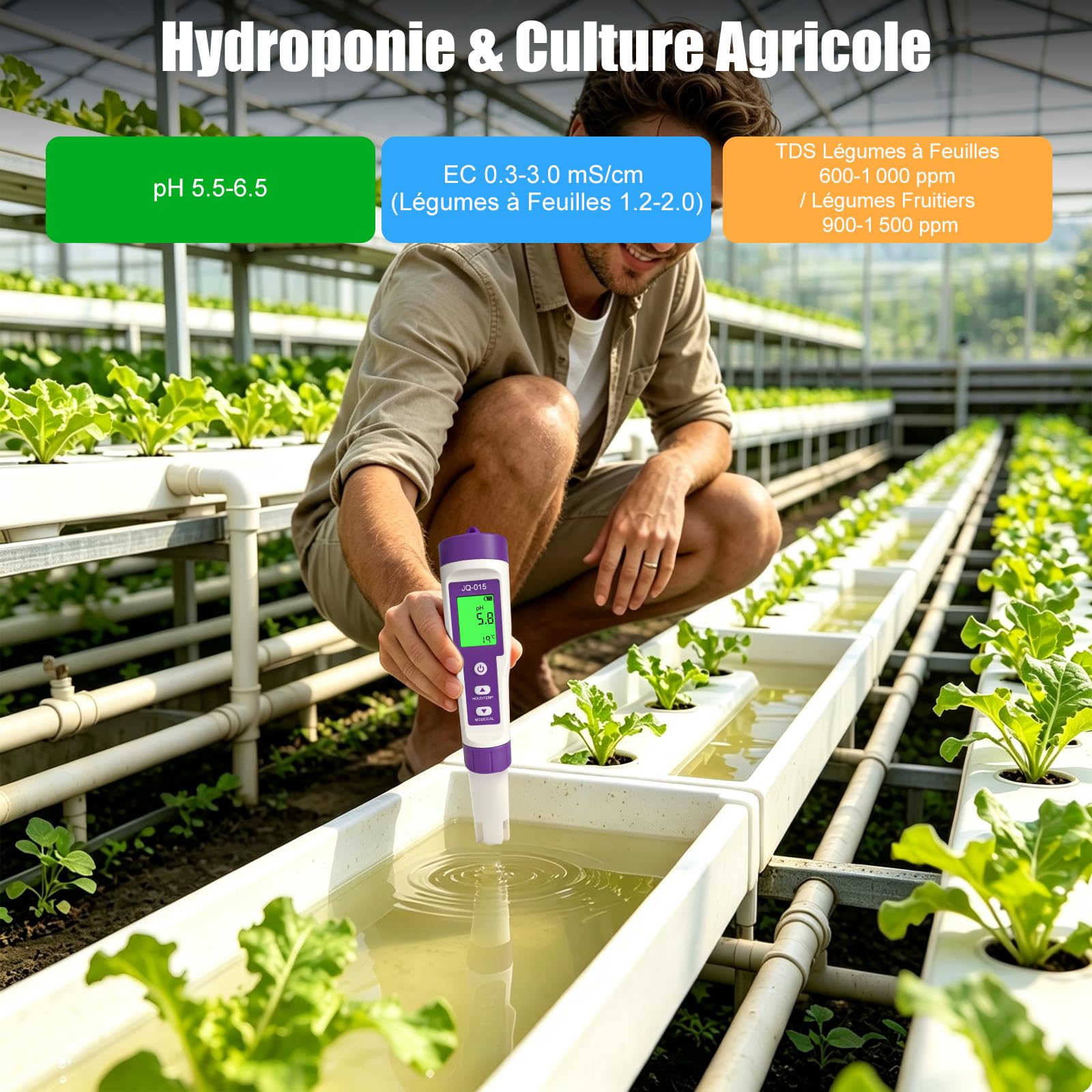 pH et Chloro Mètre Piscines, Testeur de Chlore Piscines, Rechargeable