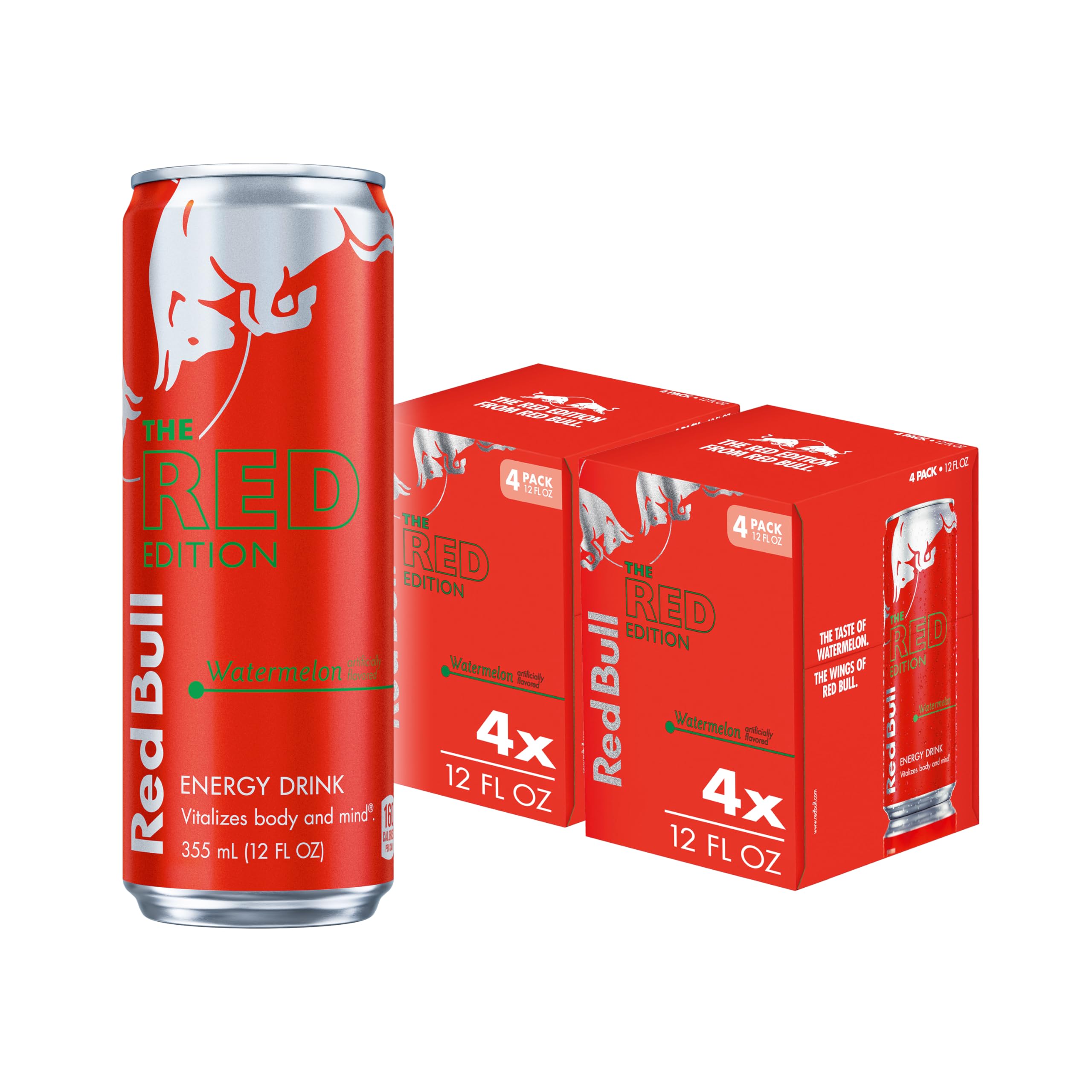 Red Edition Energy Drink, Watermelon, with 114mg Caffeine plus Taurine & B Vitamins, 12 Fl Oz, Pack of 8 Cans