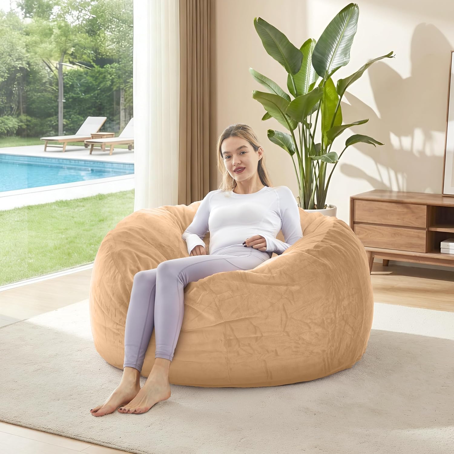 Giant Bean Bag Chair with Memory Foam Filling Beanbag for Adult 8 Colors, Machine Washable Removeable Flannel Cover, Soft Cozy for Bedroom, Living Room - 3 Feet Gray