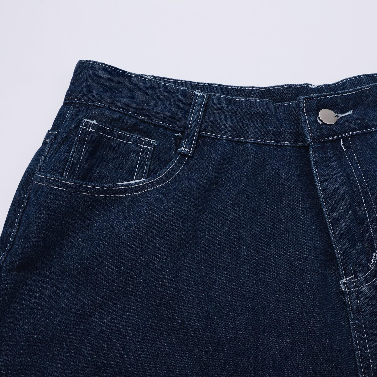 Generisch Wide Leg Jeans da donna dritti stretch a vita alta, eleganti jeans da donna vintage Y2K Streetwear basic casual jeans grandi taglie da jogging baggy jeans pantaloni outdoor con tasche
