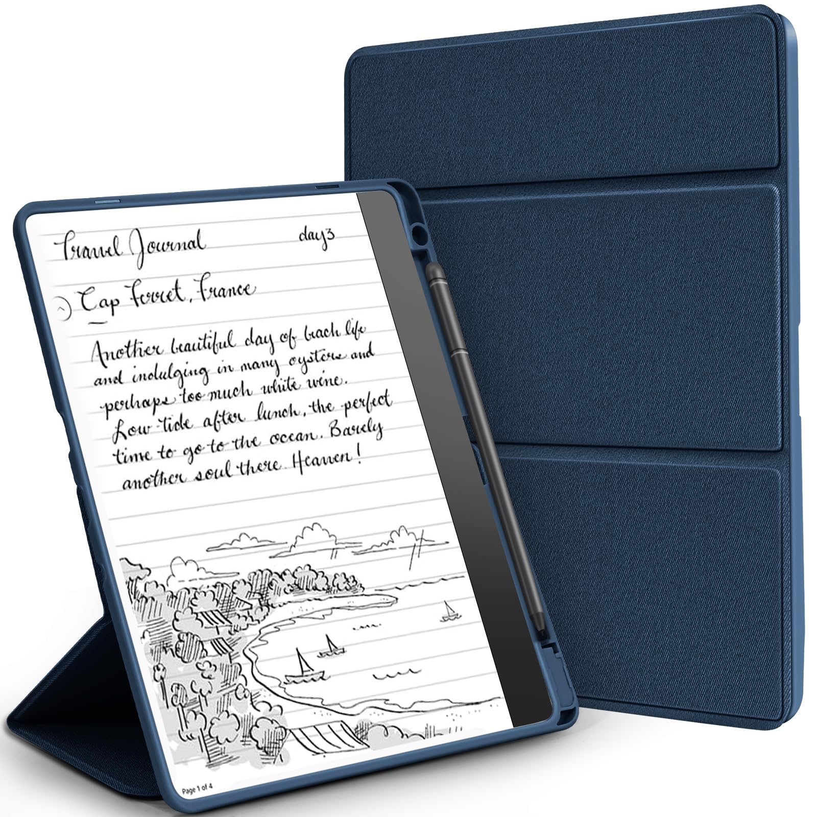 Funda con soporte para Kindle Scribe (versión 2022/2024), funda triple de piel sintética de alta calidad con soporte para bolígrafo, compatible con Kindle Scribe de 10.2 pulgadas, apagado y