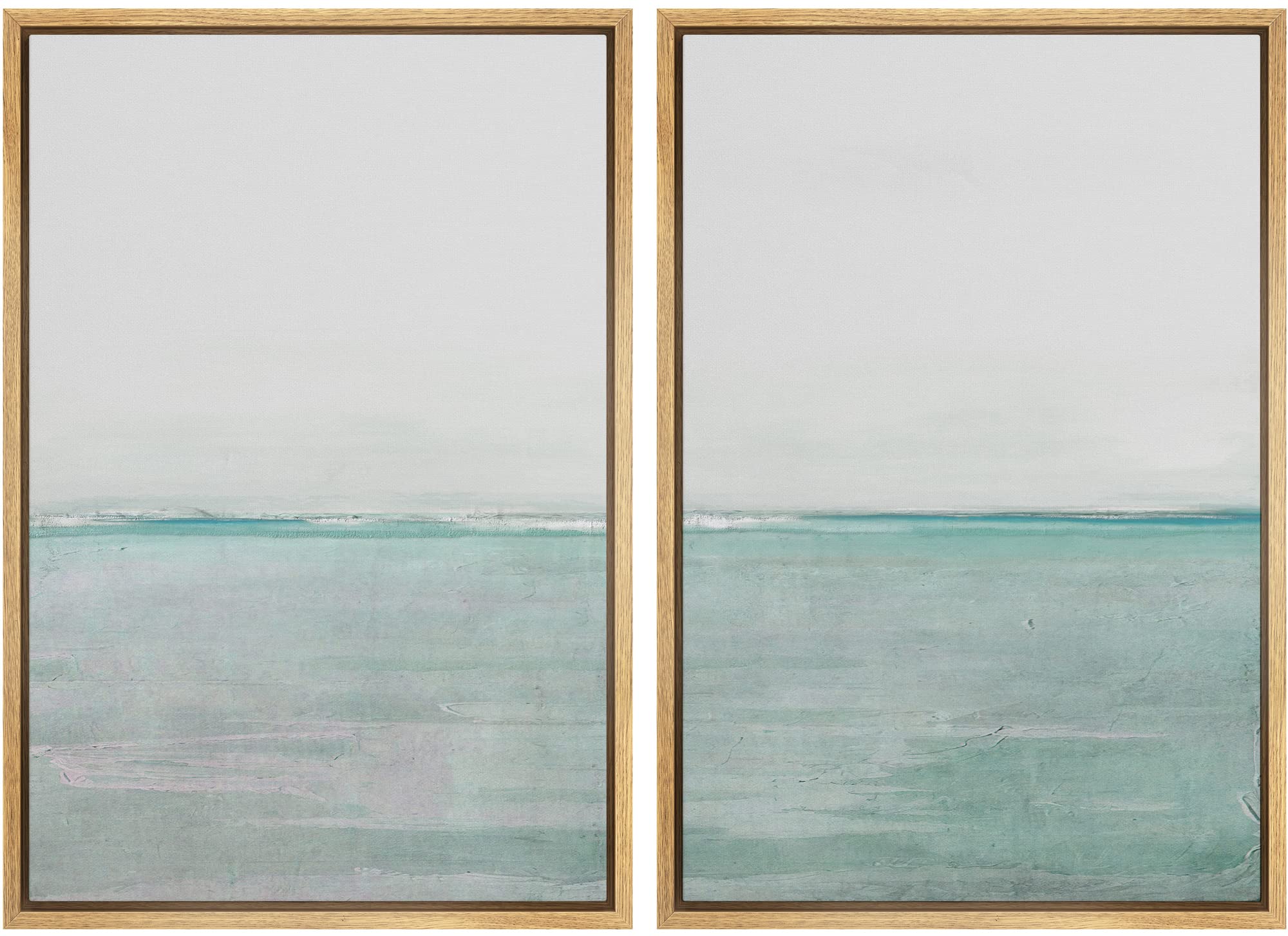 MUDECOR Framed Canvas Print Wall Art Set Watercolor Pastel Green Tan Landscape Abstract Shapes Illustrations Modern Art Decorative Contemporary for Living Room, Bedroom, Office - 16"x24"x2 Natural — view 95