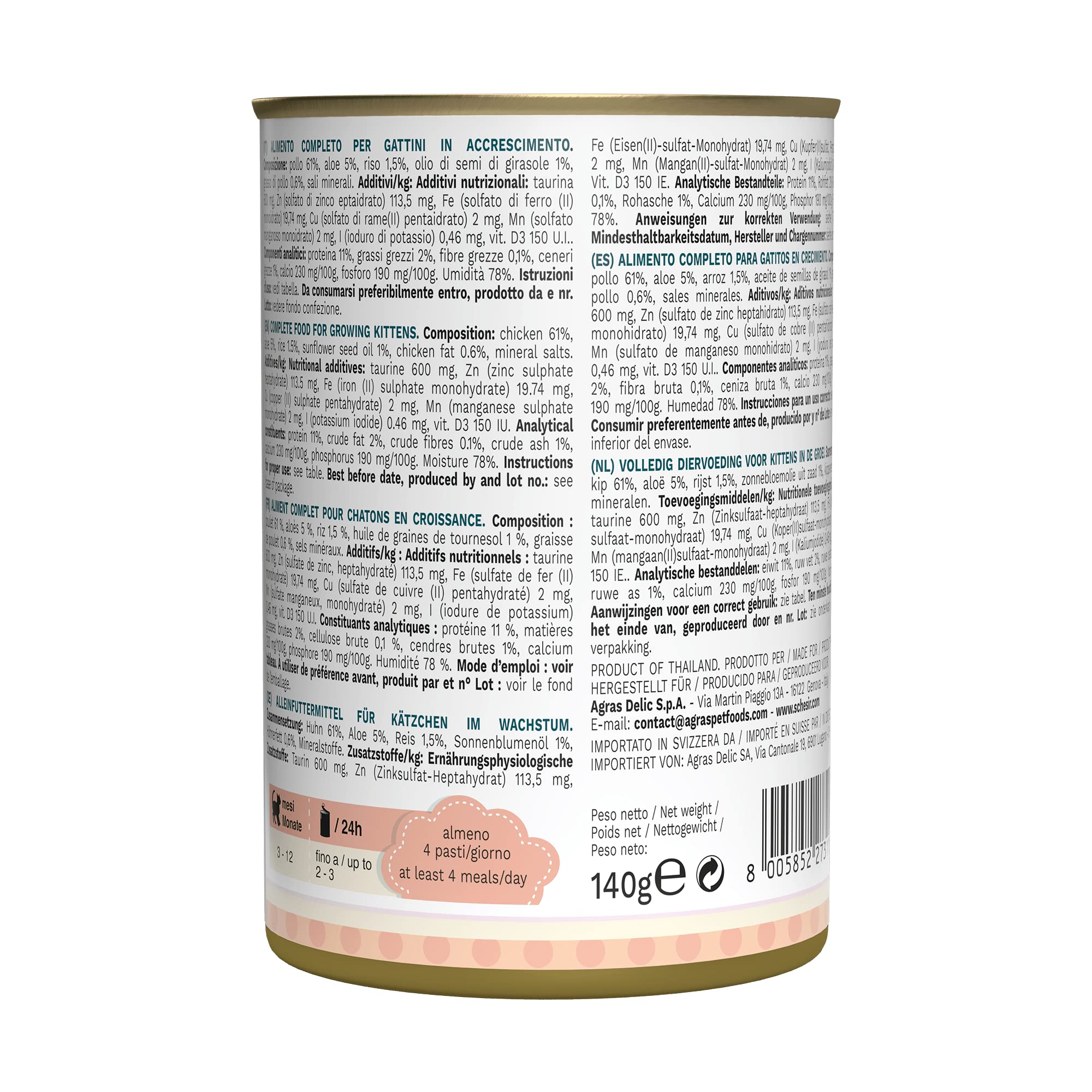 Schesir Pechuga De Pollo Cat Jelly Kitten, Alimento Húmedo para Gatitos En Gelatina, 20 Bolsas X 85 G