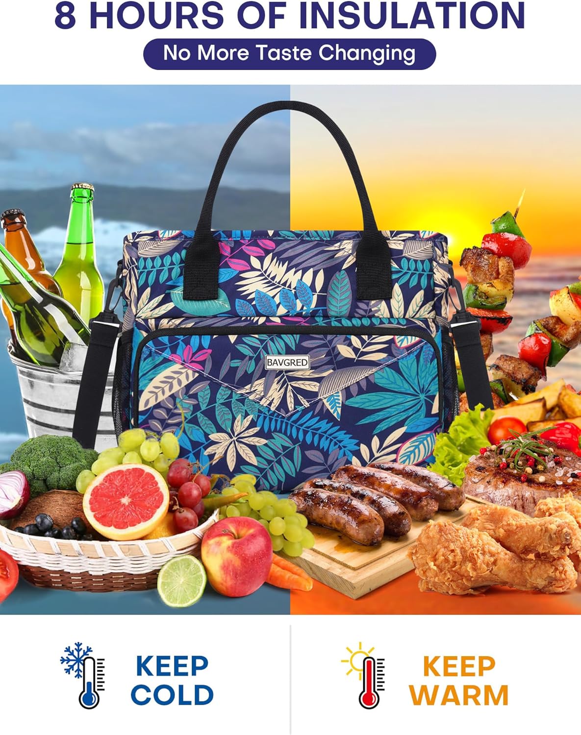 Insulated Lunch Bags, Large Capacity Leakproof Cooler Bag, Women Lunch Tote Bag with Shoulder Strap, Adult Lunch Box for Work Picnic Beach